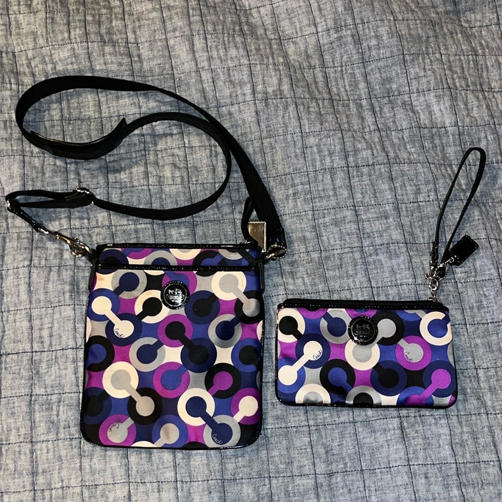 Matching genuine Coach crossbody and wristlet bags